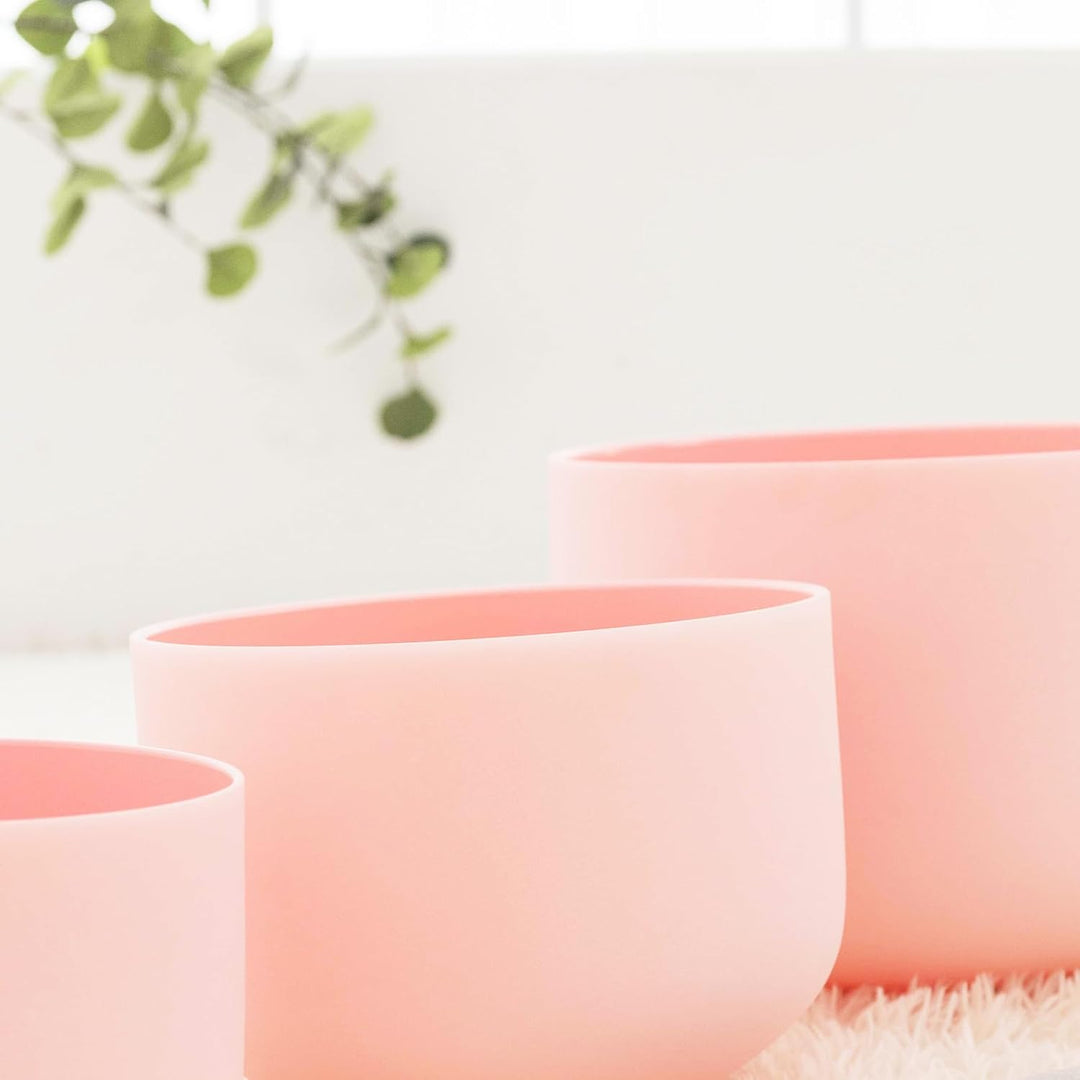 Hye-eun 7-teilig Kristall Klangschalen 432 Hz Rosa Quarzkristall Klangschale Set 7zoll-12zoll(17,8-3