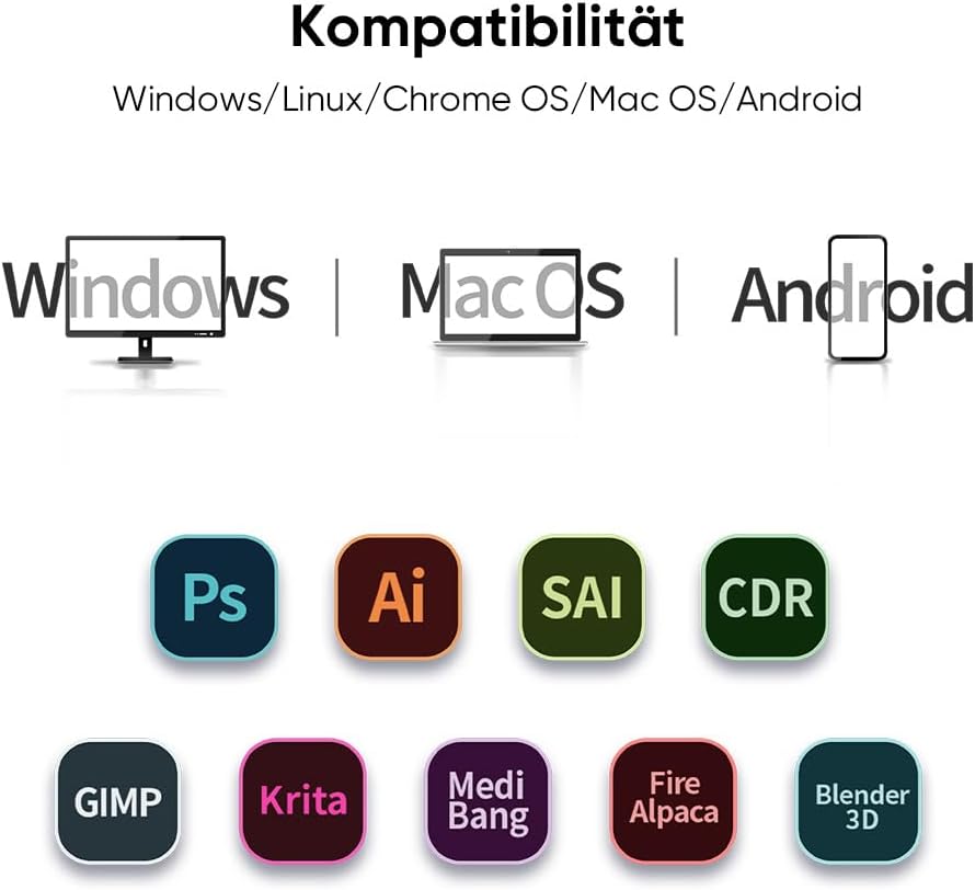 XPPen Deco 01 V3 Grafiktablett, 10x6,25 Zoll, Stift Tablett mit 16K Druckstufen Stift, 60° Neigung,