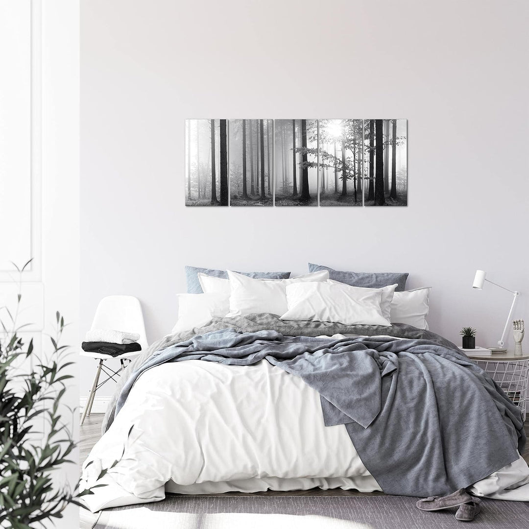 Runa Art Bild Wald Landschaft Wandbilder auf Vlies Leinwand 5 Teilig Wanddekoration Schlafzimmer Woh