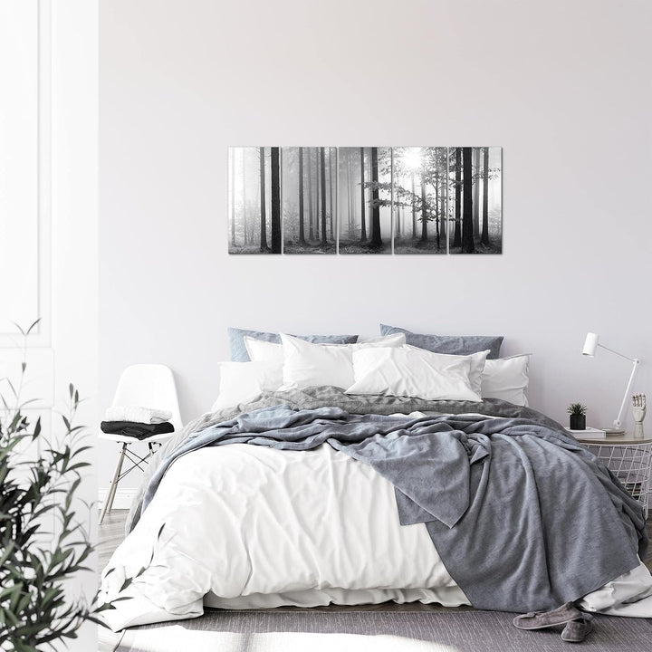 Runa Art Bild Wald Landschaft Wandbilder auf Vlies Leinwand 5 Teilig Wanddekoration Schlafzimmer Woh
