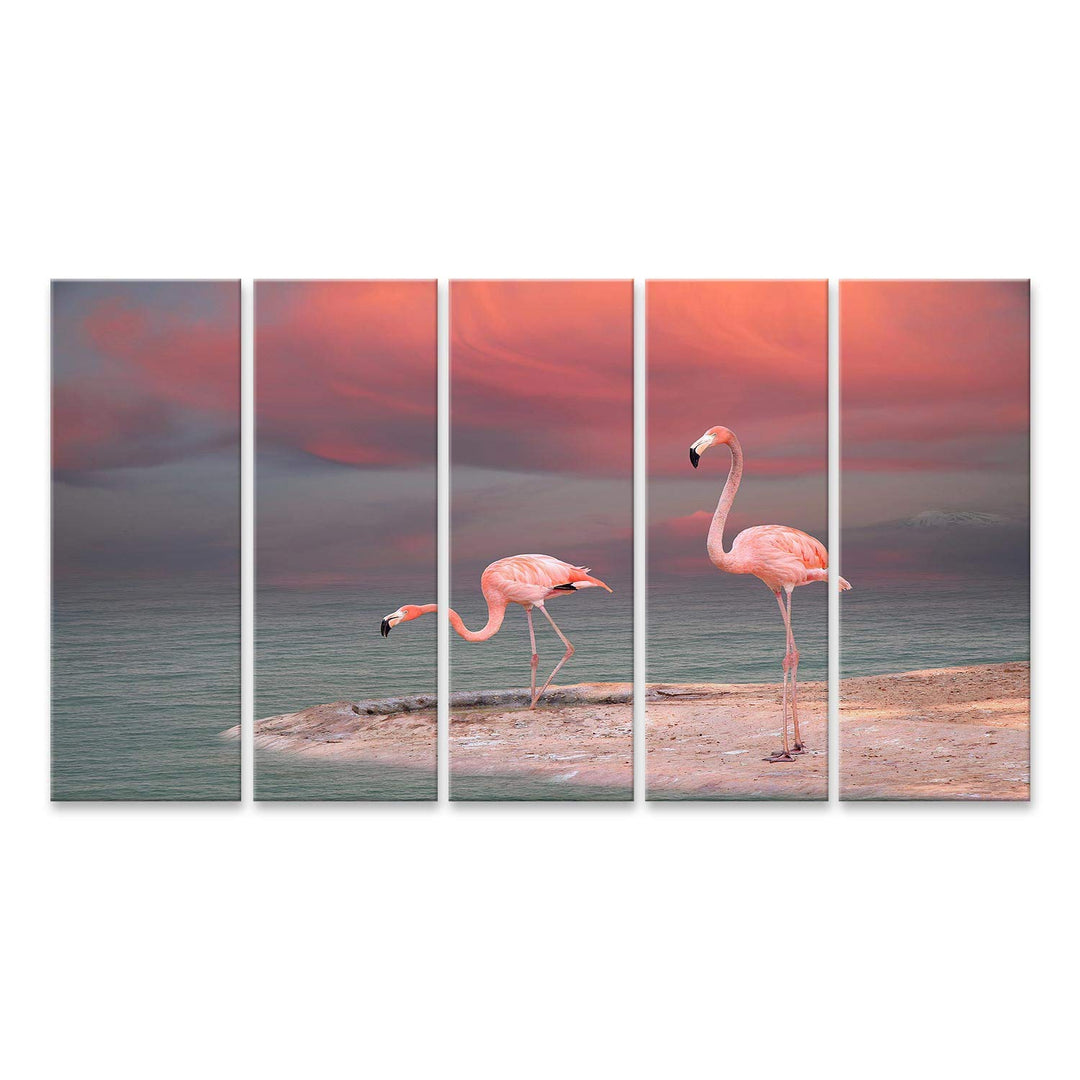 islandburner Bild auf Leinwand Rosa Flamingo Florida Am Strand Bilder Wandbilder Poster Leinwand 170