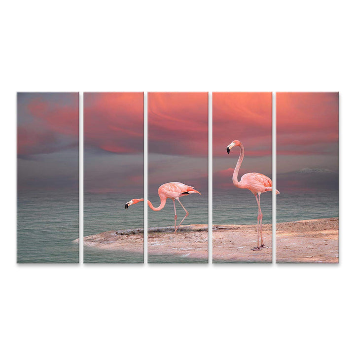 islandburner Bild auf Leinwand Rosa Flamingo Florida Am Strand Bilder Wandbilder Poster Leinwand 170
