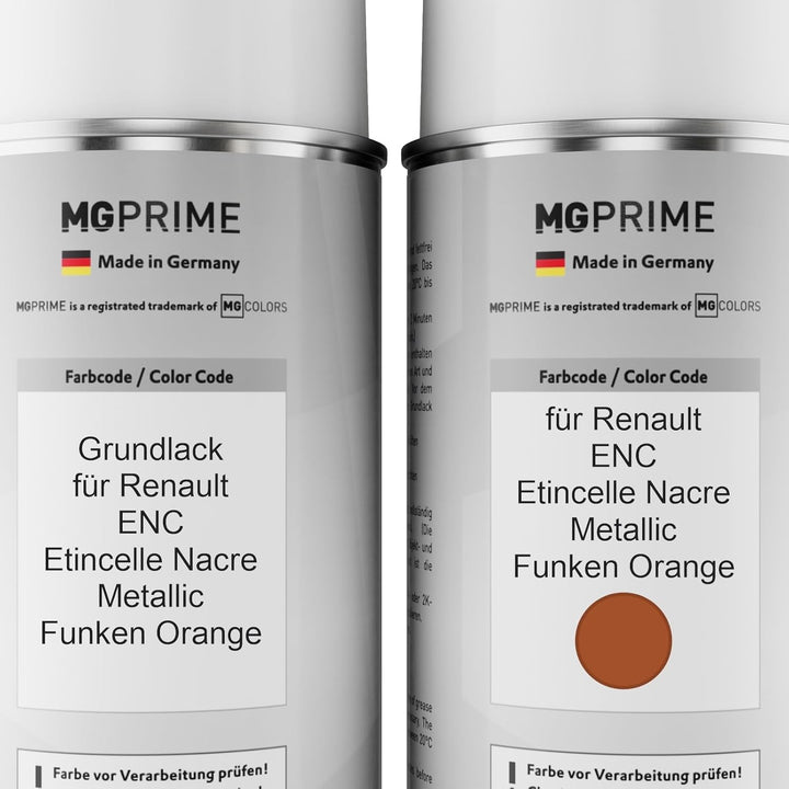 MG PRIME Autolack Sprühdosen Set für Renault ENC Etincelle Nacre Metallic/Funken Orange Grundlack Ba