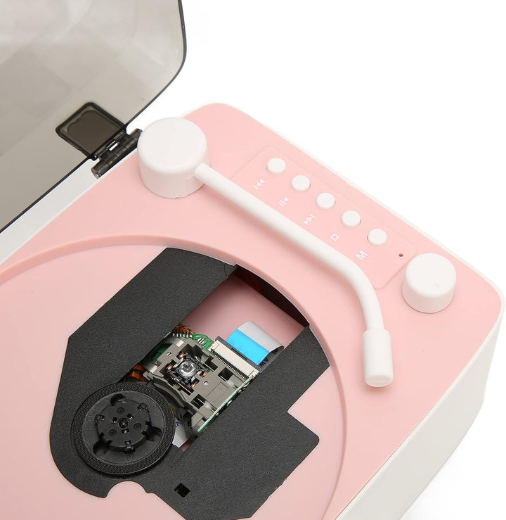 Vintage Retro CD-Player – Multifunktionaler Musikplayer mit HiFi-Lautsprechern und -Funktion (Rosa),