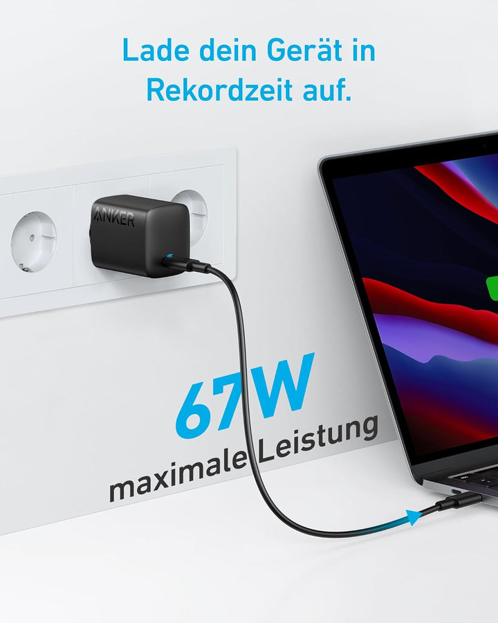 67W USB-C Ladegerät, Anker 315, kompaktes Hochleistungs-Netzteil mit PIQ 3.0, für MacBook Pro/Air, i