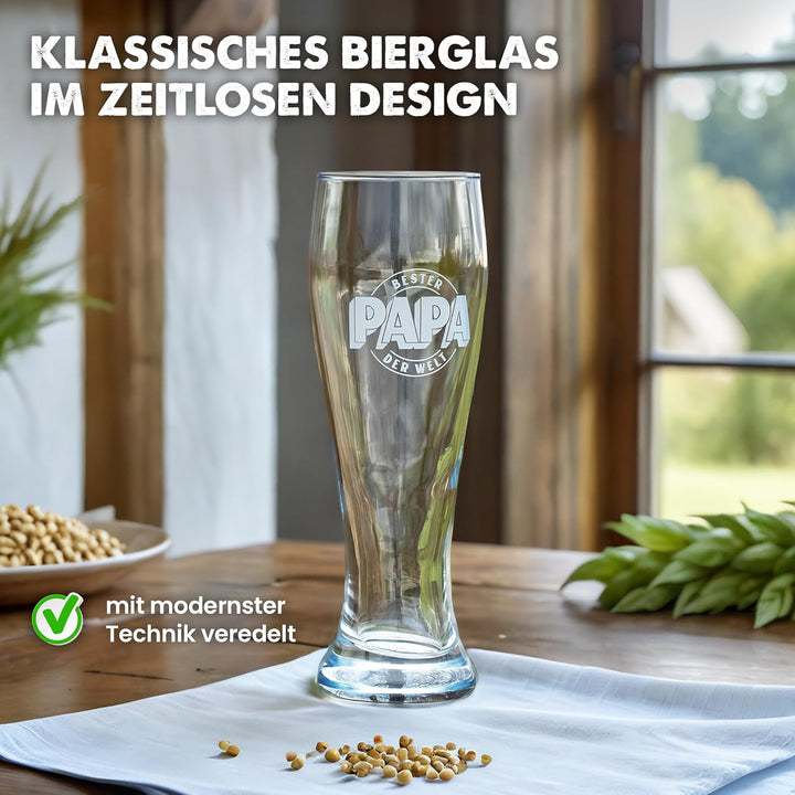getbrave Weizenglas | Bester Papa der Welt (0,5l) in Geschenkbox | Das Geschenk zum Vatertag | Weihn