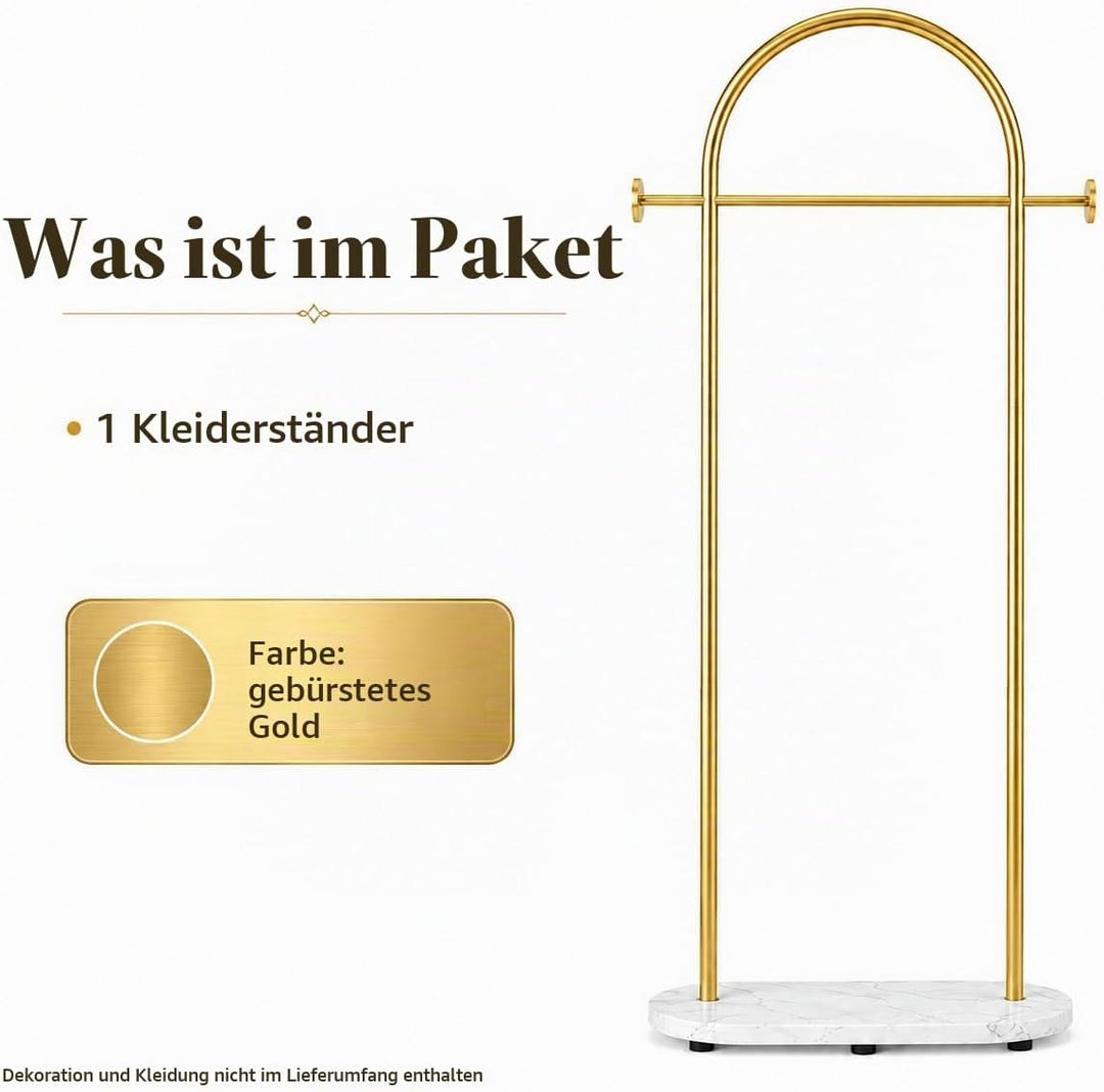 Small Clothes Rail Kleiderständer mit Marmorsockel, Heavy Duty Coat Rail Freistehend für Schlafzimme