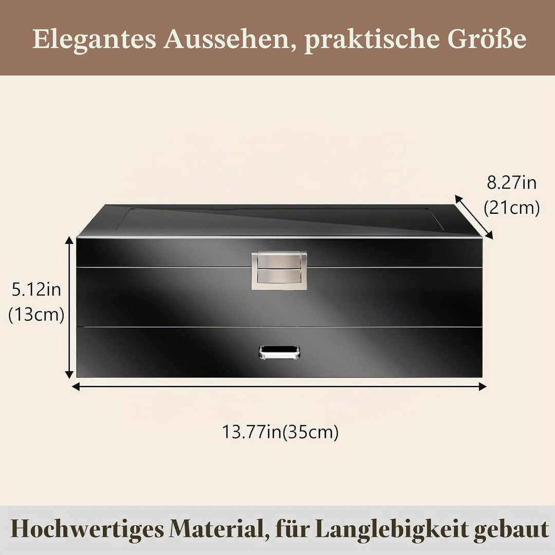 ProCase Uhrenbox aus Holz mit 6 Fächern, Uhren und Sonnenbrillen Aufbewahrung mit 2 Ebenen, Schmuckk