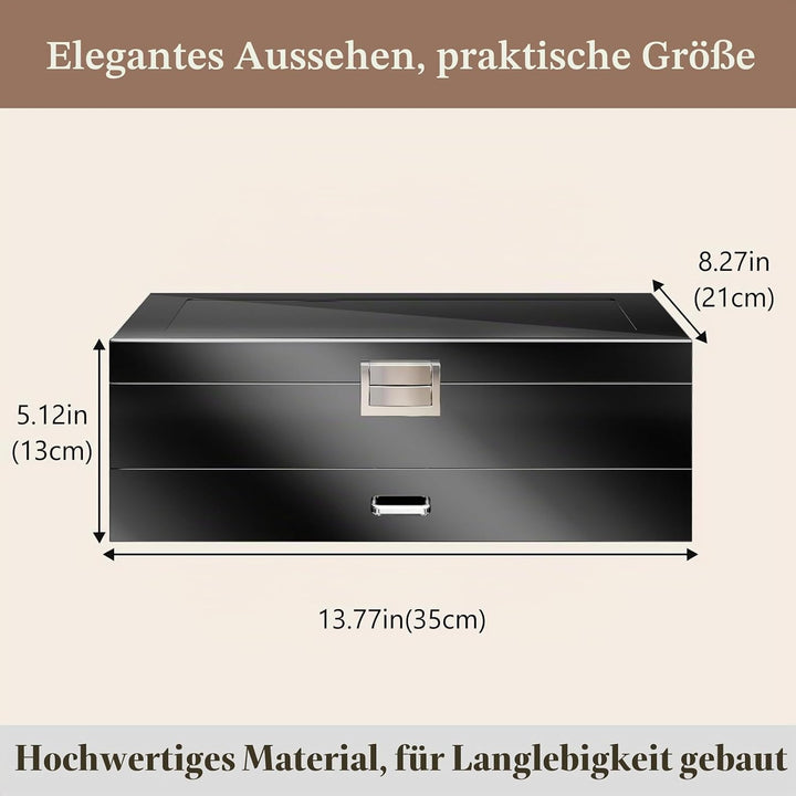 ProCase Uhrenbox aus Holz mit 6 Fächern, Uhren und Sonnenbrillen Aufbewahrung mit 2 Ebenen, Schmuckk