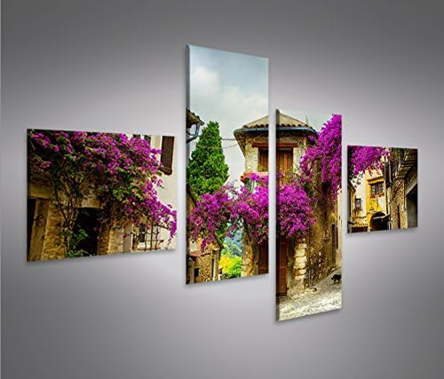 islandburner Bild Bilder auf Leinwand Dorf in der Provence Lavendel 4L XXL Poster Leinwandbild Wandb