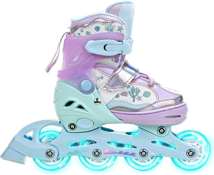 3in1 Inline Skates Inliner/Triskates/Rollschuhe Raven Lia/Loret verstellbar mit LED Leuchtrad 27-30