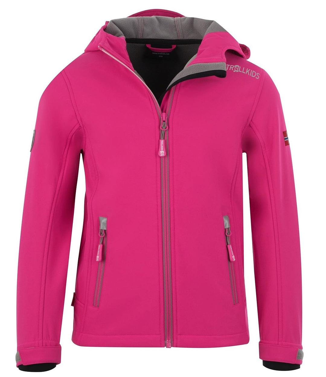 Trollkids Kinder Softshell Jacke Trollfjord 98 Magenta / Grau, 98 Magenta / Grau