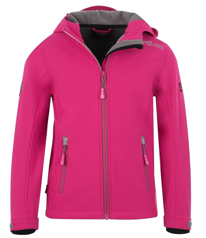 Trollkids Kinder Softshell Jacke Trollfjord 98 Magenta / Grau, 98 Magenta / Grau