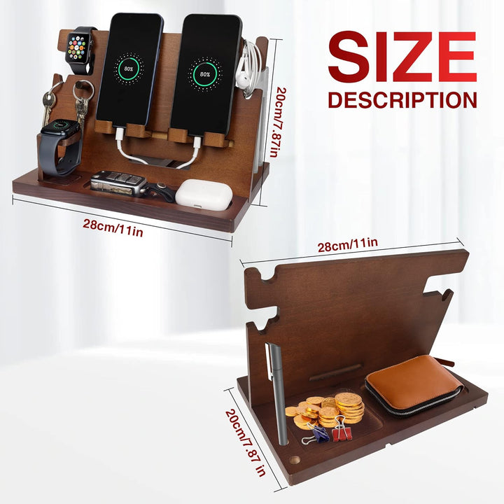 Geschenke für Männer Weihnachten Holz Telefon Dockingstation Uhren Geldbörsen Nachttisch Organizer G