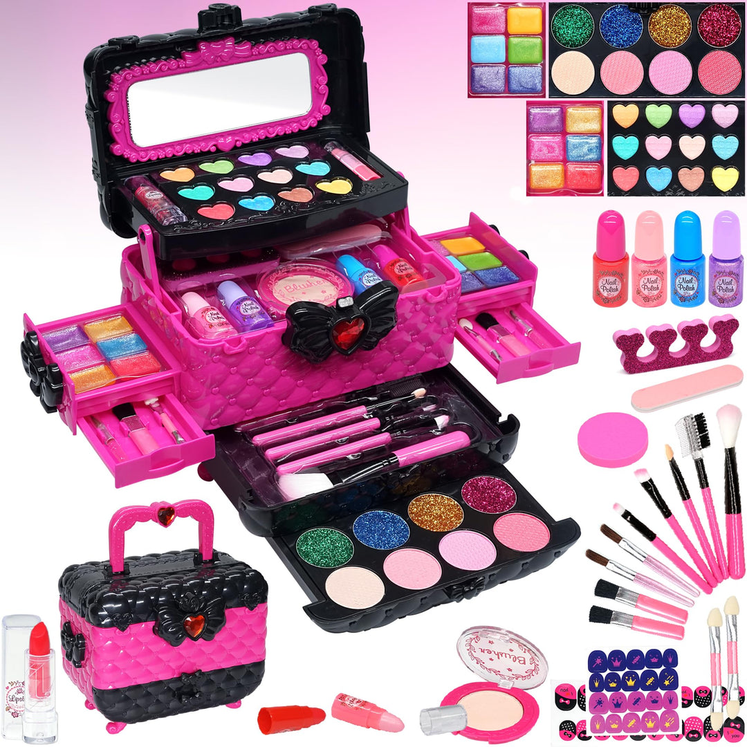 Kinderschminke Set Mädchen Schminkkoffer Mädchen- Sicheres und Waschbares Schminke Kinder Mädchen, E