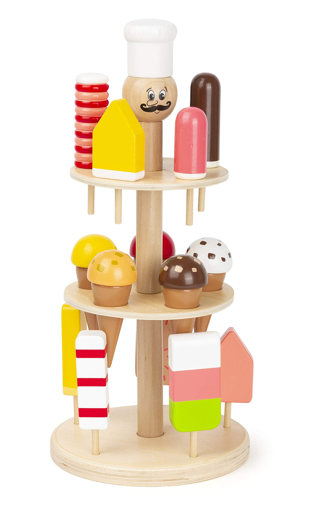 small foot Eisständer aus Holz, Zubehör für Kaufmannsladen und Kinderküche, 15 Eis-Sorten, für Kinde