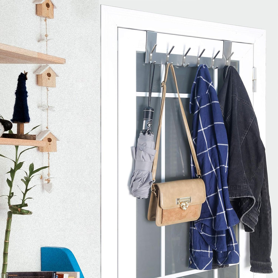 WEBI Türhaken zum Einhängen,Türgarderobe mit 6 Haken,Türaufhänger,Kleiderhaken Tür,Haken Tür,Türhake