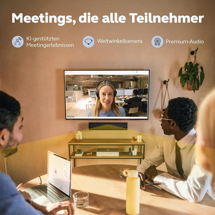 Jabra PanaCast U30 All-in-One USB Videobar, 120° Weitwinkel-Kamera, 6-Mikrofone, 1-Lautsprecher, KI-