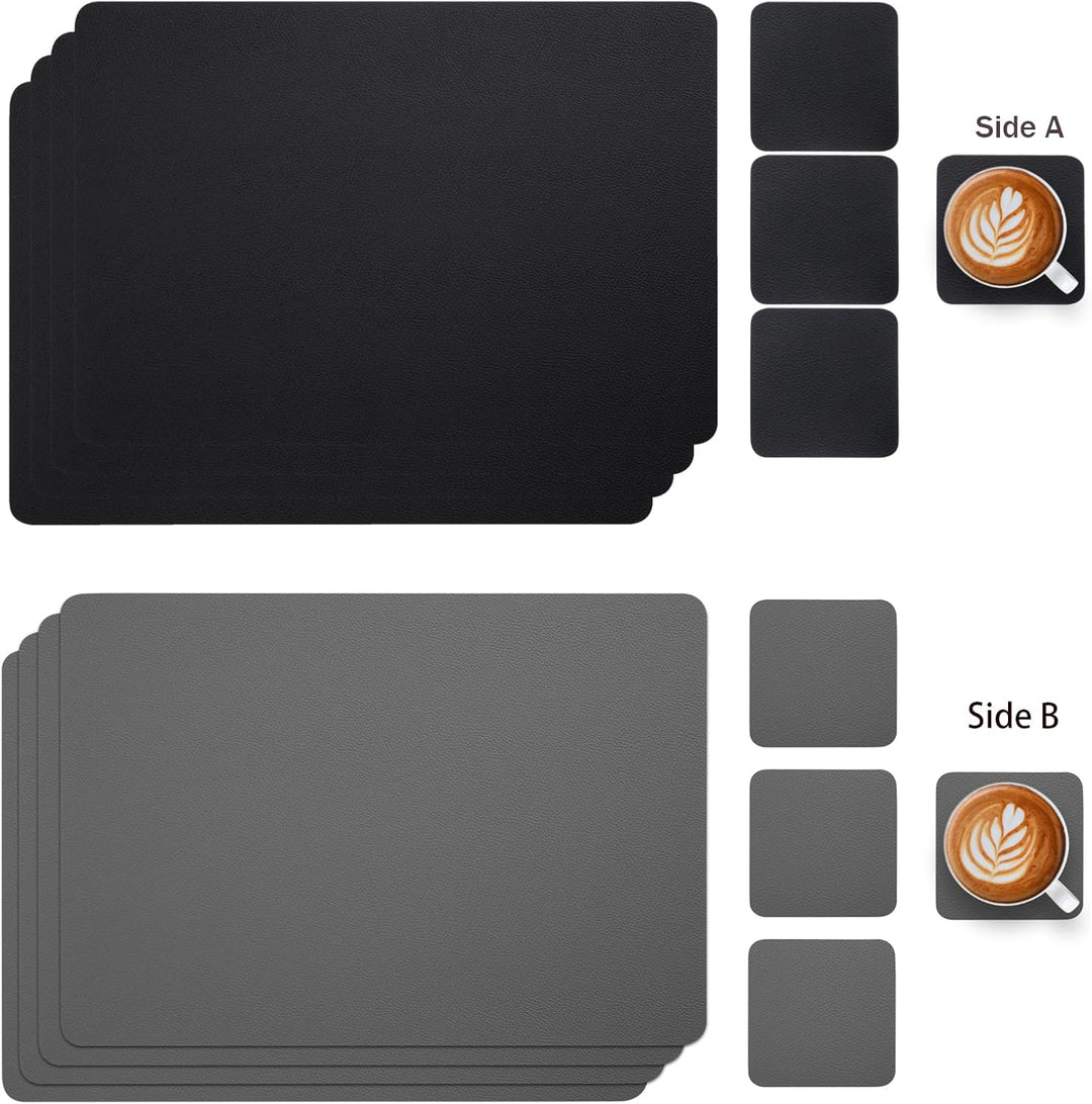 Myir JUN Tischsets Abwaschbar und Untersetzer, Platzset Leder Platzdeckchen Abwaschbar Doppelseitige