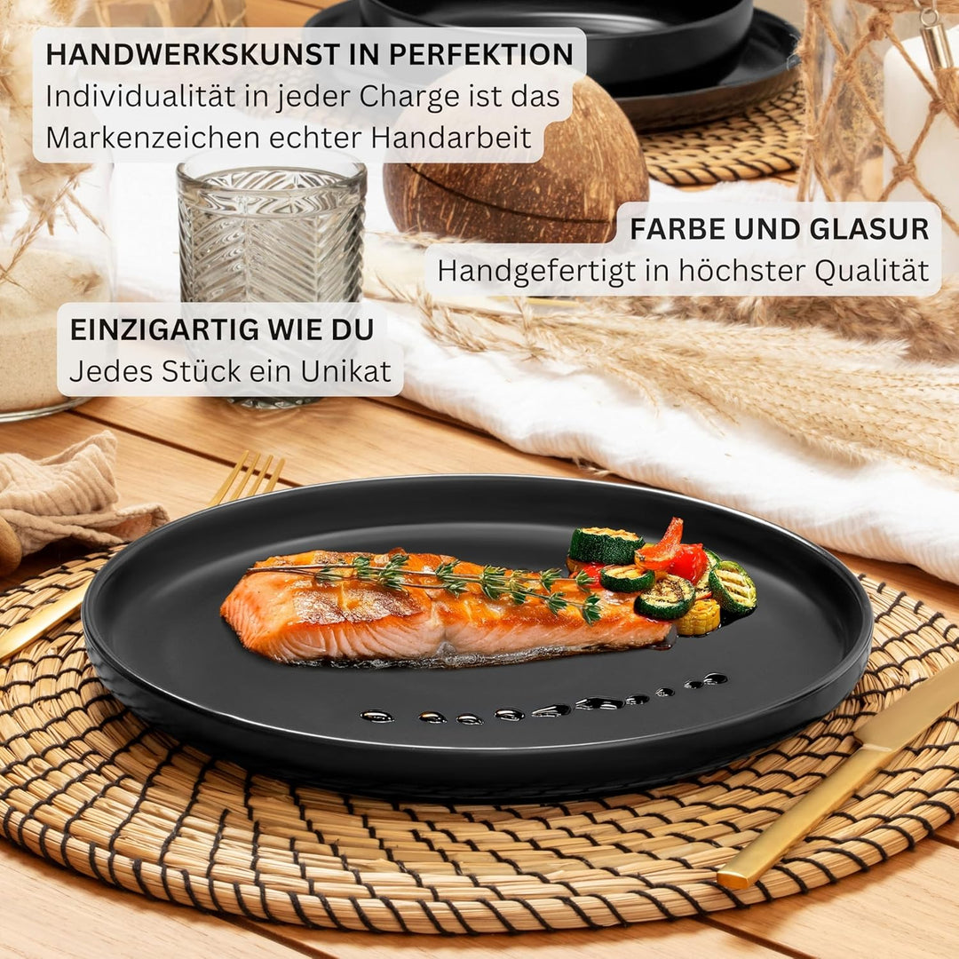 SÄNGER Madeira | Kombiservice 24 teilig, Steingut Geschirr Set 6 Personen, 6x Teller Set 6x Frühstüc