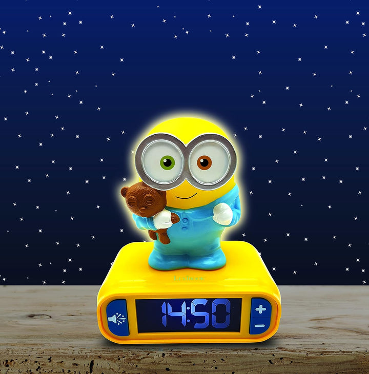 Lexibook - Wecker mit Nachtlicht und Minions Klingeltönen, Digitalwecker mit Nachtlicht und Snooze,