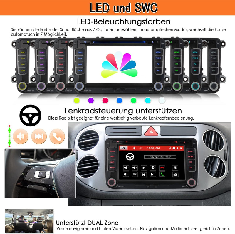 iFreGo 7 Zoll 2 Din Autoradio+Rückfahrkamera Für Volkswagen Seat und Skoda,Autoradio Bluetooth GPS N