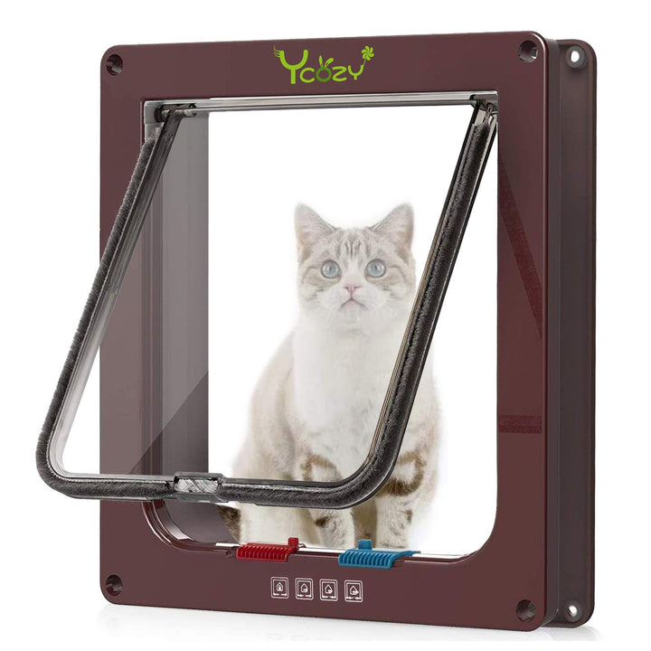 Ycozy Gross Katzentür Aussengrösse 25.2 x 23.7cm 4 Wege Verriegelung Indoor Haustier Tür für Innen A