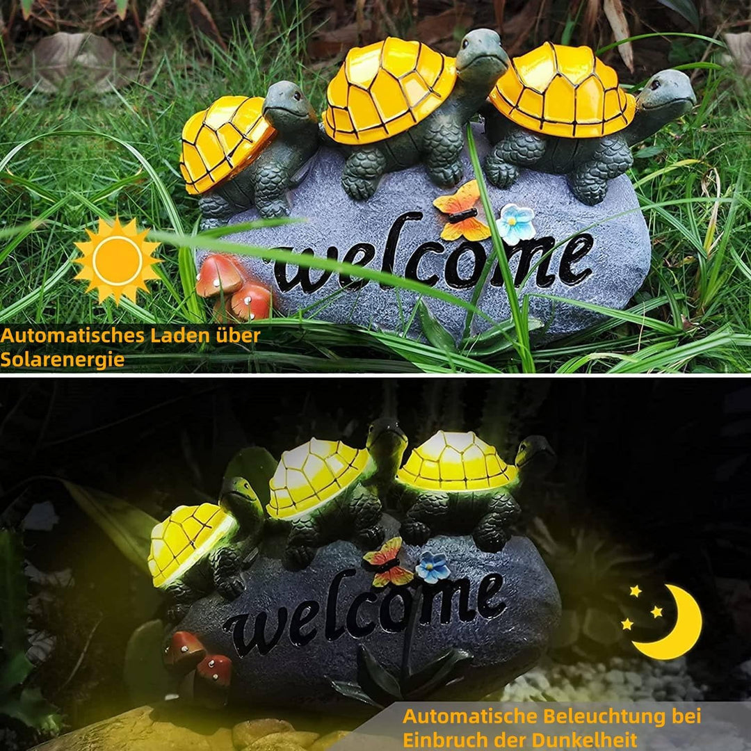 pearlstar Gartenfiguren für draussen wetterfest, Solar Schildkröte Figuren für aussen, Solar Statue