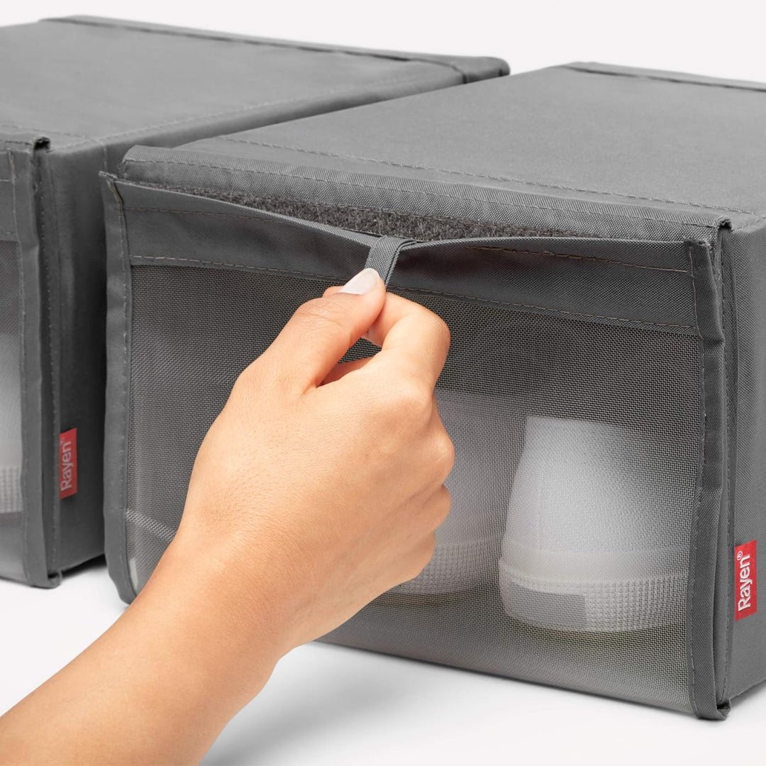 Rayen | Stapelbare Schuhboxen | 2er Pack | Klettverschluss | Premium-Serie | Masse: 23 x 34 x 16 cm
