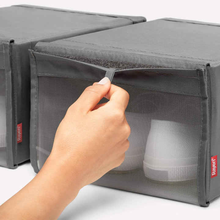 Rayen | Stapelbare Schuhboxen | 2er Pack | Klettverschluss | Premium-Serie | Masse: 23 x 34 x 16 cm