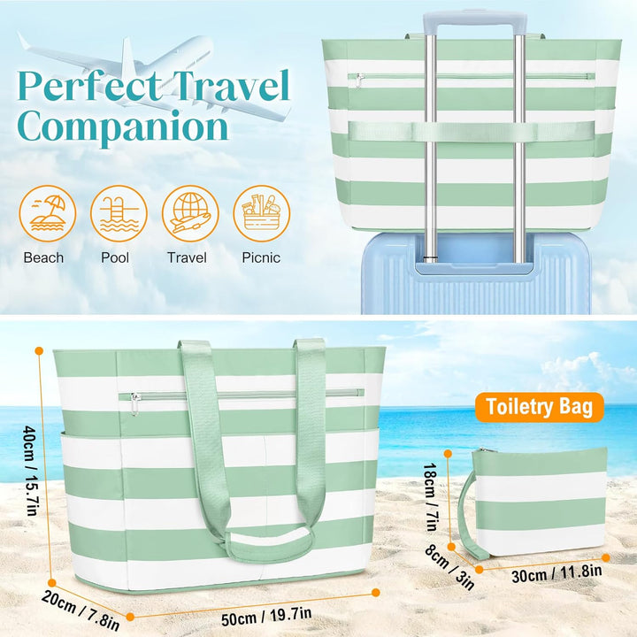 Grosse Strandtasche mit Reissverschluss XXL Familie Strandtasche Damen Gross Shopper Tasche Beach To