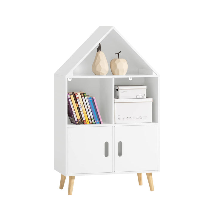 SoBuy KMB58-W Kinderregal mit Haus-Design Bücherregal für Kinder Aufbewahrungsregal Spielzeugregal K