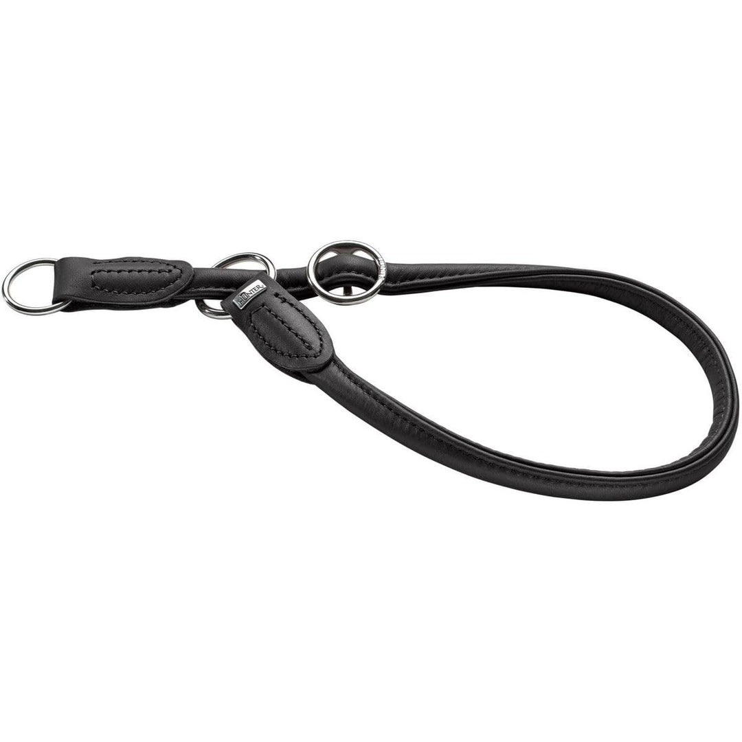 HUNTER ROUND & SOFT Dressurhalsung, Hundehalsband, Leder, Nappaleder, rund, weich, 60 (L-XL), schwar