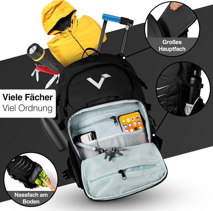Valkental - Innovativer Rucksack mit perfekter Aufteilung (22L) Erweiterbares Volumen (Kein Schwitze