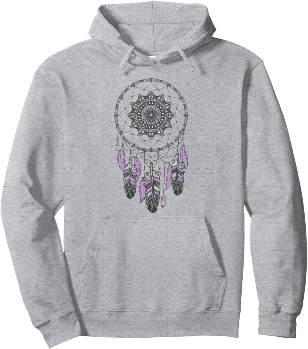 Dreamcatcher Star Crystal Purple Feathers Pullover Hoodie
