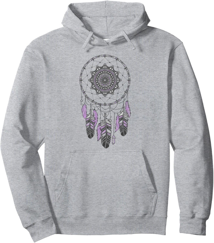 Dreamcatcher Star Crystal Purple Feathers Pullover Hoodie