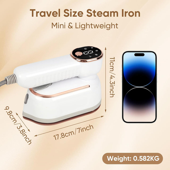 Steamer Reise Dampfglätter mit LCD-Bildschirm,1300W Reisebügeleisen,Mini-Dampfbügeleisen, um 180°dre