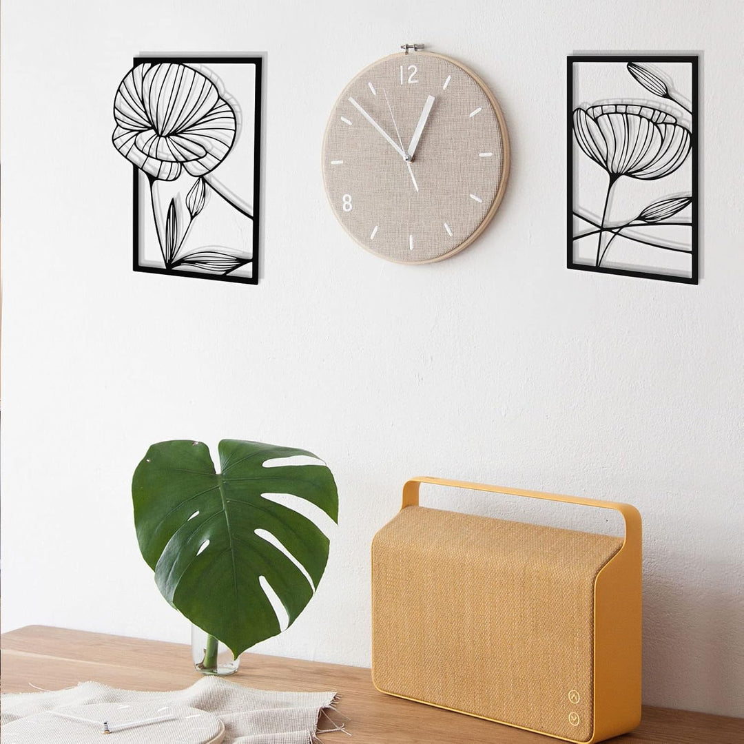 ESTART Dekor 4 Stück Metall Lotusblume Wanddekoration, Abstrakte Blumen Ästhetische Kunst, Minimalis