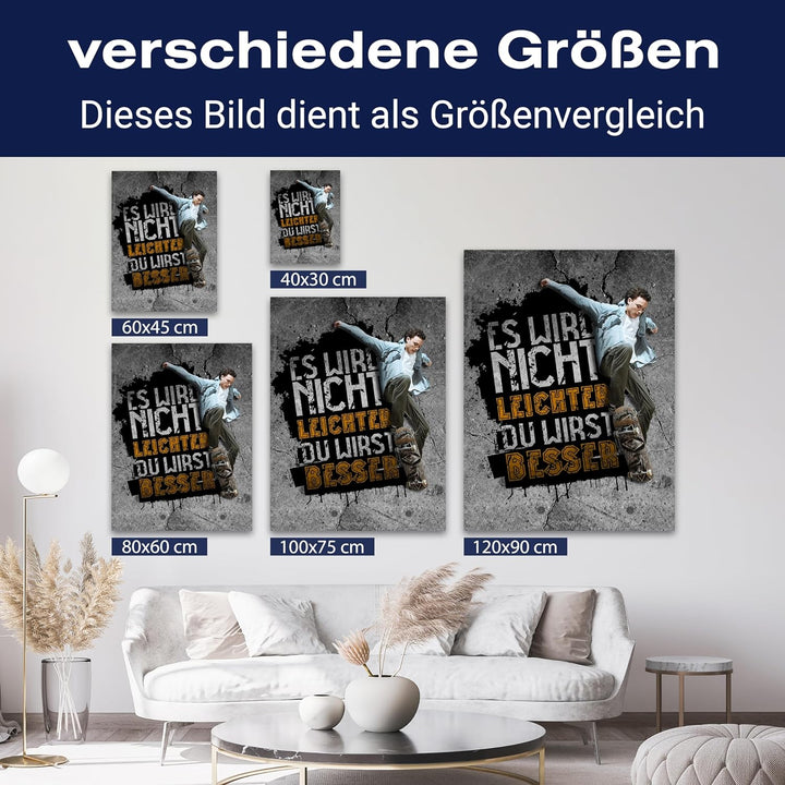 wandmotiv24 Motivations Motiv als Leinwandbild, 80x60cm, Hochformat, Motivation, Leichter, Beton, Sk