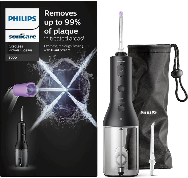 Philips Sonicare kabelloser Power Flosser 3000 Munddusche, Wasser-Flosser für Zähne, Zahnfleisch und