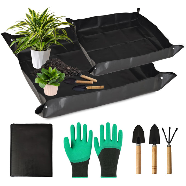 Gartenmatte Pflanzmatte,2 Stück wasserdichte Pflanzen Umtopfmatte,Faltbare Pflanzenmattemit Gartenwe