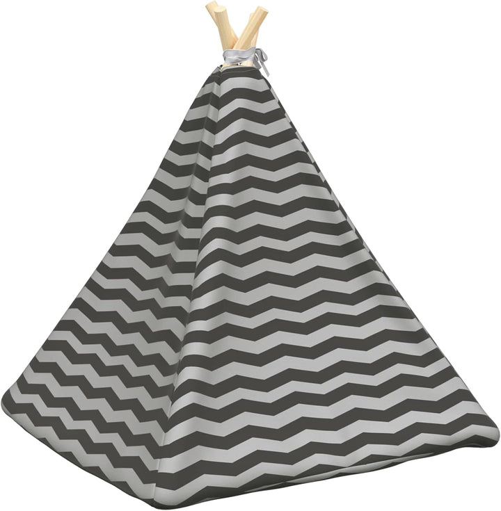 Haustier-Tipi mit Kissen Weiss Grau 60 x 60 x 70 cm, waschbares Kuschelbett für Katzen und Hunde, St