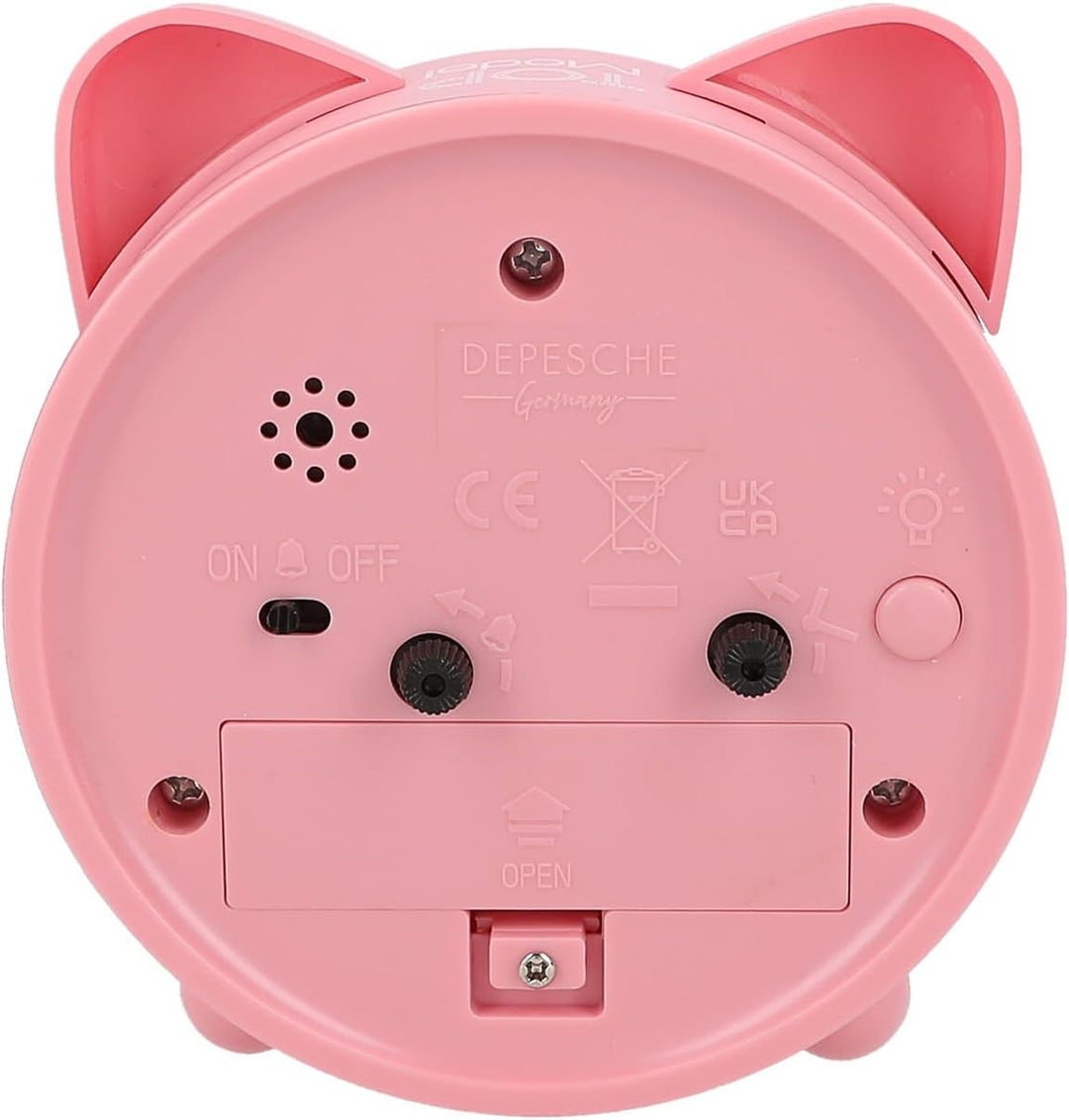 Depesche TOPModel Floral 13226 Kinderwecker in Rosa, Modell und Ohren, leise Uhr mit Lichtfunktion,