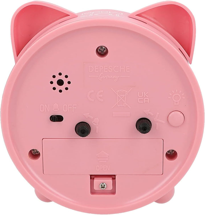 Depesche TOPModel Floral 13226 Kinderwecker in Rosa, Modell und Ohren, leise Uhr mit Lichtfunktion,