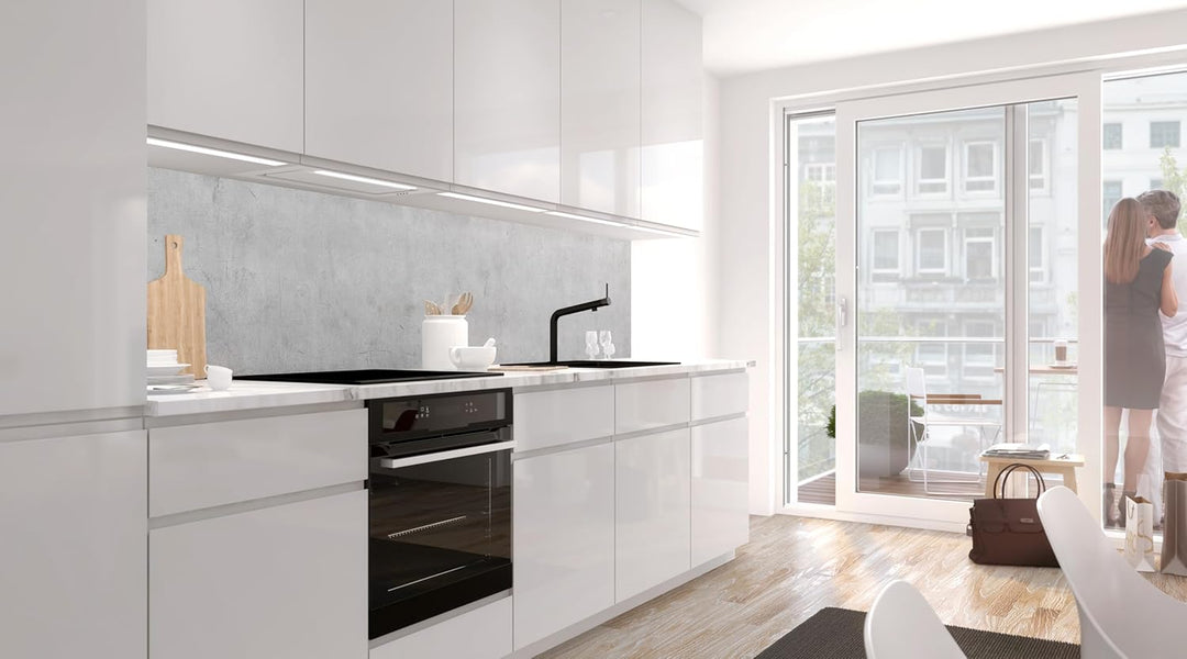 StickerProfis Küchenrückwand selbstklebend Glasoptik - Beton - 1.8mm, Versteift, alle Untergründe, H
