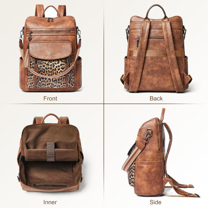 Shrrie Laptop-Rucksack für Damen, 15,6 Zoll Reise-Rucksack aus Leder, Handgepäck-Rucksack Computerta