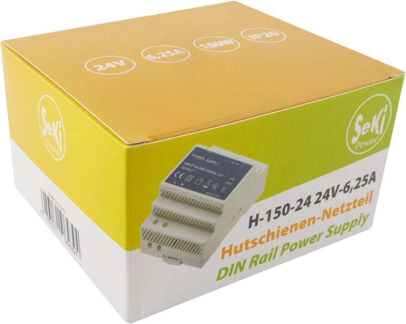 SeKi Hutschienen-Netzteil H-150-24 - 24V - 6,25A - 150W DIN Rail - DIN Schienen Netzteil/Stromversor