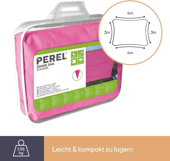 Perel GSS4430FU Sonnensegel - Rechteckig, Fuchsia, 400 x 300 x 0.2 cm, Fuchsia