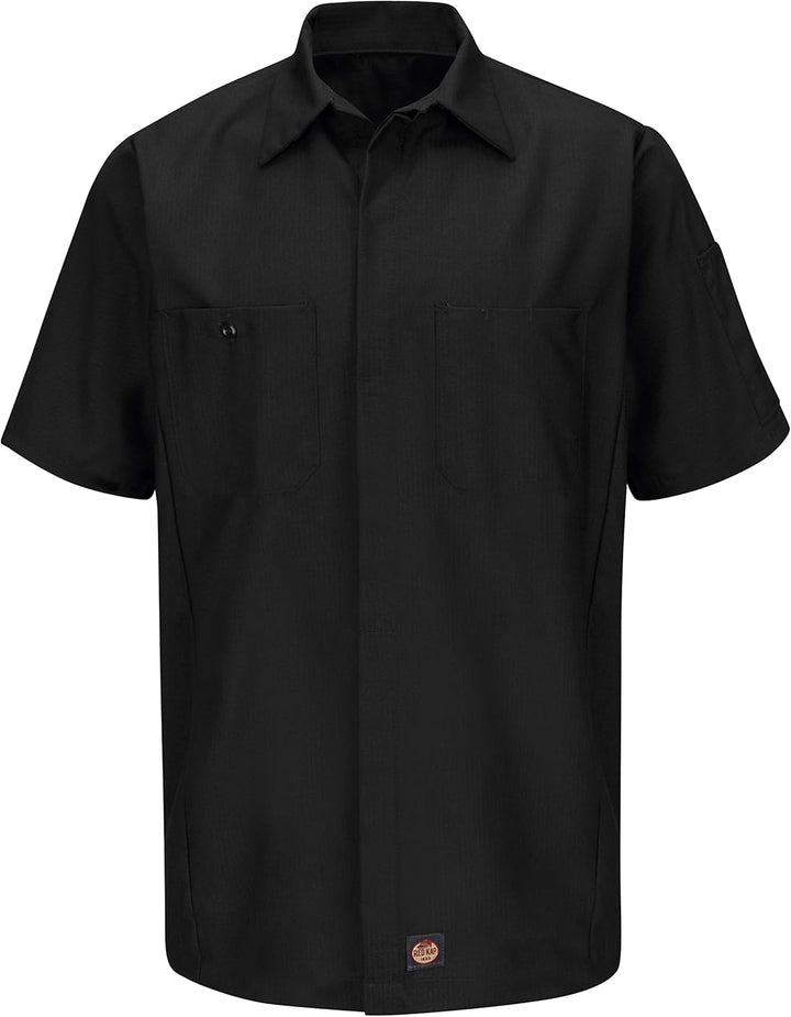 Red Kap Herren Herrenhemd, Kurzärmelig, Einfarbig Hemd (1er Pack) XL Schwarz, XL Schwarz