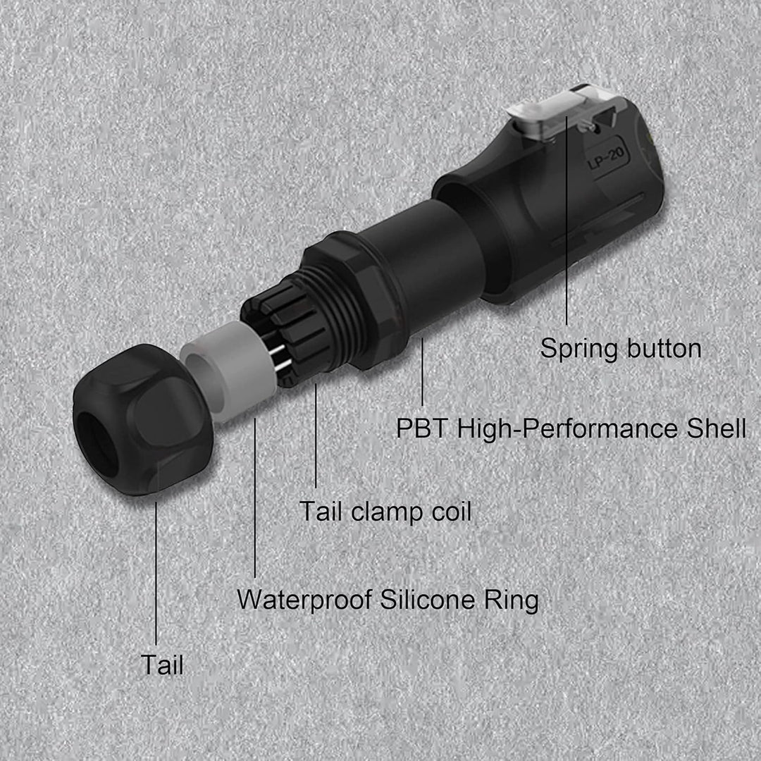 GINTOOYUN SAE auf LP-20 Kabeladapter, wasserdicht, 10 AWG, 2-polig, industrieller Rundstecker auf SA